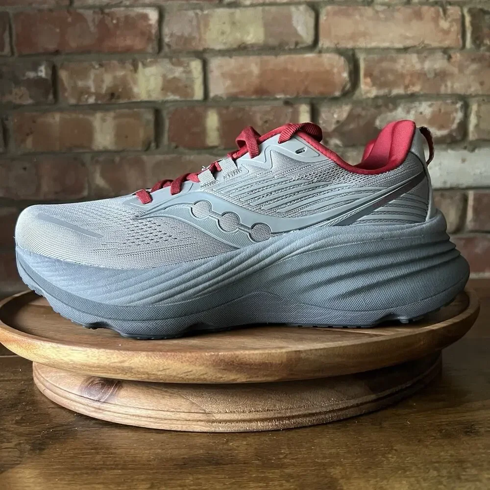 Saucony Hurricane 24 Max Cushion Stability Men's 7.5 Gray Crimson Running Shoes
